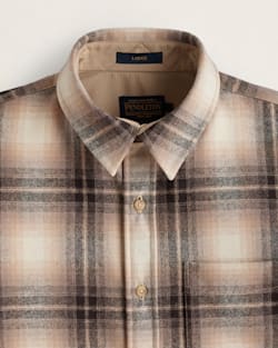 MEN'S PLAID LODGE SHIRT IN TAN/IVORY OMBRE image number 5