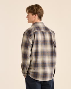 ALTERNATE VIEW OF MEN'S PLAID LODGE SHIRT IN BLUE/TAUPE MIX PLAID image number 2