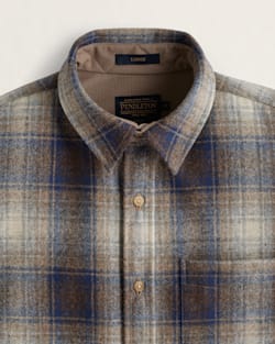 ALTERNATE VIEW OF MEN'S PLAID LODGE SHIRT IN BLUE/TAUPE MIX PLAID image number 3