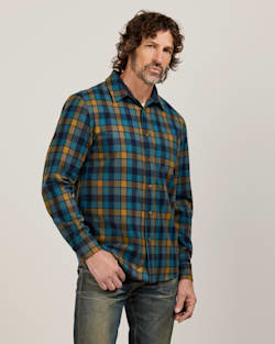 MEN'S PLAID LODGE SHIRT IN TEAL/BLUE PLAID image number 1