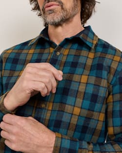 ALTERNATE VIEW OF MEN'S PLAID LODGE SHIRT IN TEAL/BLUE PLAID image number 5