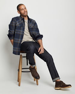 MEN'S WESTON SHIRT IN NAVY MIX/BROWN MIX PLAID image number 1