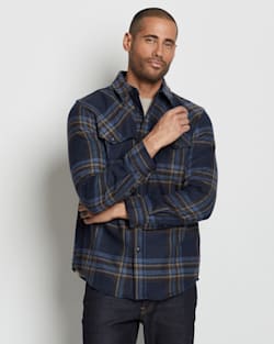 ALTERNATE VIEW OF MEN'S WESTON SHIRT IN NAVY MIX/BROWN MIX PLAID image number 2