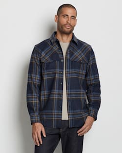 ALTERNATE VIEW OF MEN'S WESTON SHIRT IN NAVY MIX/BROWN MIX PLAID image number 6