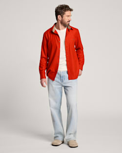 ALTERNATE VIEW OF MEN'S ELBOW-PATCH TRAIL SHIRT IN RED image number 6