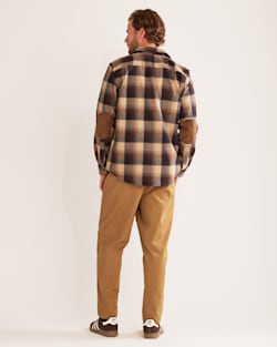 ALTERNATE VIEW OF MEN'S PLAID ELBOW-PATCH TRAIL SHIRT IN BROWN/NAVY OMBRE image number 3