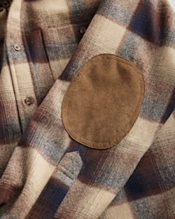 ALTERNATE VIEW OF MEN'S PLAID ELBOW-PATCH TRAIL SHIRT IN BROWN/NAVY OMBRE image number 7