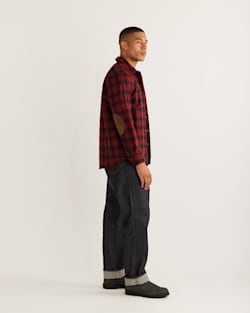 ALTERNATE VIEW OF MEN'S PLAID ELBOW-PATCH TRAIL SHIRT IN RED OMBRE image number 2