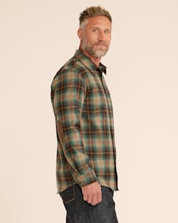 ALTERNATE VIEW OF MEN'S PLAID ELBOW-PATCH TRAIL SHIRT IN BROWN/GREEN PLAID image number 2