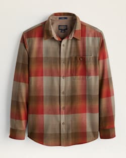 MEN'S PLAID ELBOW-PATCH TRAIL SHIRT IN TAN/RED PLAID image number 1