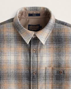 ALTERNATE VIEW OF MEN'S PLAID ELBOW-PATCH TRAIL SHIRT IN GREY/TAN MIX PLAID image number 2