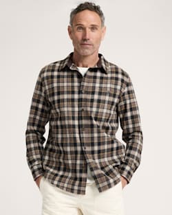 MEN'S PLAID ELBOW-PATCH TRAIL SHIRT IN BROWN/YELLOW PLAID image number 1