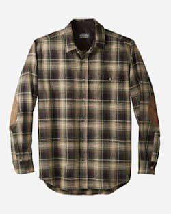 MEN'S FITTED ELBOW-PATCH TRAIL SHIRT IN TAN/BLACK/GREEN OMBRE image number 1