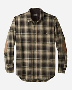 MEN'S FITTED ELBOW-PATCH TRAIL SHIRT IN TAN/BLACK/GREEN OMBRE image number 1