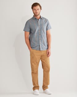 ALTERNATE VIEW OF MEN'S SHORT-SLEEVE CARSON CHAMBRAY SHIRT IN DEEP BLUE image number 5