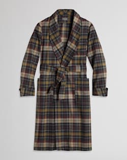MEN'S WASHABLE WHISPERWOOL ROBE IN BLACK/TAUPE MIX PLAID image number 1