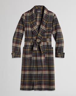 ALTERNATE VIEW OF MEN'S WASHABLE WHISPERWOOL ROBE IN BLACK/TAUPE MIX PLAID image number 2