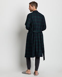 ALTERNATE VIEW OF MEN'S WASHABLE WHISPERWOOL ROBE IN BLACK WATCH TARTAN image number 3