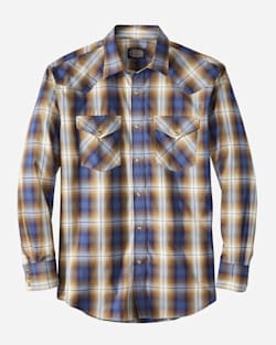 MEN'S LONG-SLEEVE FRONTIER SHIRT IN BLUE/NAVY/BROWN PLAID image number 1
