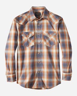 MEN'S LONG-SLEEVE FRONTIER SHIRT IN BLUE/BROWN/IVORY OMBRE image number 1