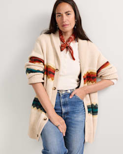 ADDIE ROANHORSE X PENDLETON MIDDLE WATERS COTTON CARDIGAN IN MIDDLE WATERS image number 1