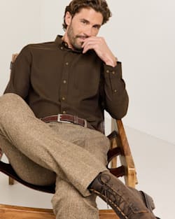 MEN'S MILL MERINO SHIRT IN BROWN/GREEN image number 1