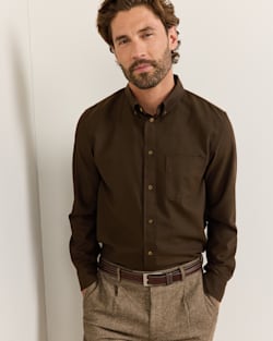 ALTERNATE VIEW OF MEN'S MILL MERINO SHIRT IN BROWN/GREEN image number 2