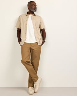 ALTERNATE VIEW OF MEN'S SHORT-SLEEVE SHORELINE COTTON SHIRT IN ECRU HARDING STRIPE image number 5