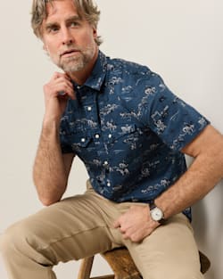 MEN'S SHORT-SLEEVE LARAMIE SNAP-FRONT SHIRT IN BLUE COWBOY image number 1