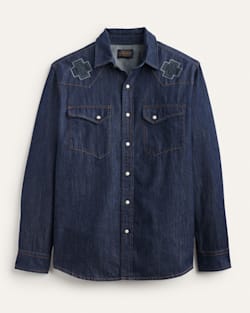 MEN'S RODEO EMBROIDERED DENIM GAMBLER SHIRT IN DARK DENIM/RODEO image number 1