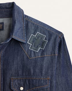 ALTERNATE VIEW OF MEN'S RODEO EMBROIDERED DENIM GAMBLER SHIRT IN DARK DENIM/RODEO image number 3