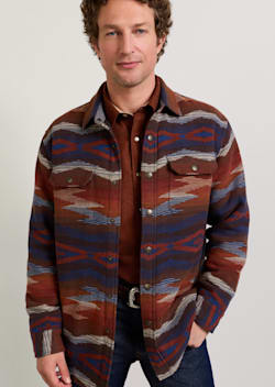 MEN'S CROWN POINT QUILTED COTTON SHIRT JACKET IN BLUE/RED image number 1