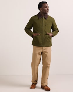 MEN'S TAHOMA CANVAS TRUCKER JACKET IN DARK OLIVE image number 1