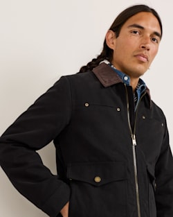 ALTERNATE VIEW OF MEN'S CARSON CITY CANVAS RANCH COAT IN BLACK image number 6