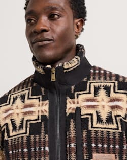 ALTERNATE VIEW OF MEN'S HARDING FLEECE JACKET IN BLACK/TAN image number 5