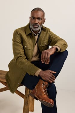 MEN'S QUILTED WOOL CPO JACKET IN GREEN MIX image number 1