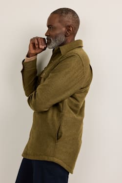 ALTERNATE VIEW OF MEN'S QUILTED WOOL CPO JACKET IN GREEN MIX image number 3