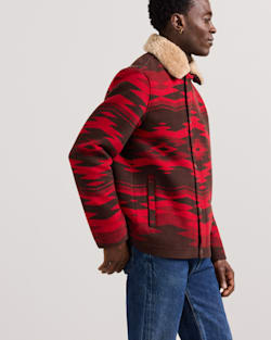ALTERNATE VIEW OF MEN'S SIVLERTON CROWN POINT SHEARLING COLLAR WOOL COAT IN RED image number 2