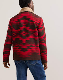 ALTERNATE VIEW OF MEN'S SIVLERTON CROWN POINT SHEARLING COLLAR WOOL COAT IN RED image number 3