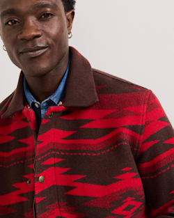 ALTERNATE VIEW OF MEN'S SIVLERTON CROWN POINT SHEARLING COLLAR WOOL COAT IN RED image number 4