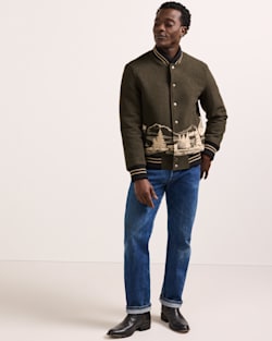 ALTERNATE VIEW OF MEN'S LOOKOUT VALLEY VARSITY WOOL JACKET IN GREEN image number 2