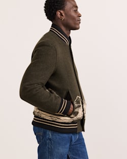 ALTERNATE VIEW OF MEN'S LOOKOUT VALLEY VARSITY WOOL JACKET IN GREEN image number 3