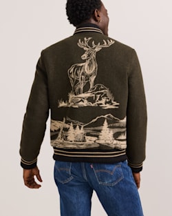 ALTERNATE VIEW OF MEN'S LOOKOUT VALLEY VARSITY WOOL JACKET IN GREEN image number 4