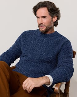 MEN'S WOOL DONEGAL FISHERMAN SWEATER IN NAVY image number 1