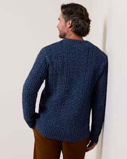 ALTERNATE VIEW OF MEN'S WOOL DONEGAL FISHERMAN SWEATER IN NAVY image number 4