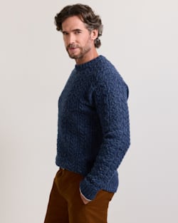 ALTERNATE VIEW OF MEN'S WOOL DONEGAL FISHERMAN SWEATER IN NAVY image number 5