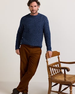 ALTERNATE VIEW OF MEN'S WOOL DONEGAL FISHERMAN SWEATER IN NAVY image number 6
