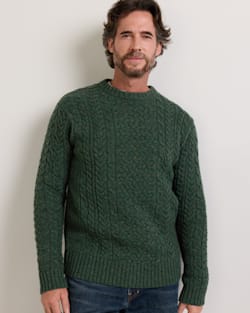 MEN'S WOOL DONEGAL FISHERMAN SWEATER IN ELM image number 1