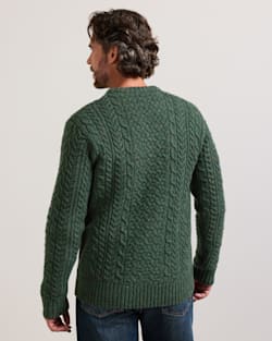ALTERNATE VIEW OF MEN'S WOOL DONEGAL FISHERMAN SWEATER IN ELM image number 2