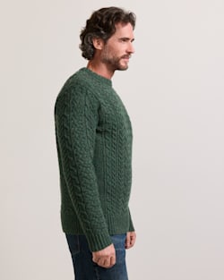 ALTERNATE VIEW OF MEN'S WOOL DONEGAL FISHERMAN SWEATER IN ELM image number 3